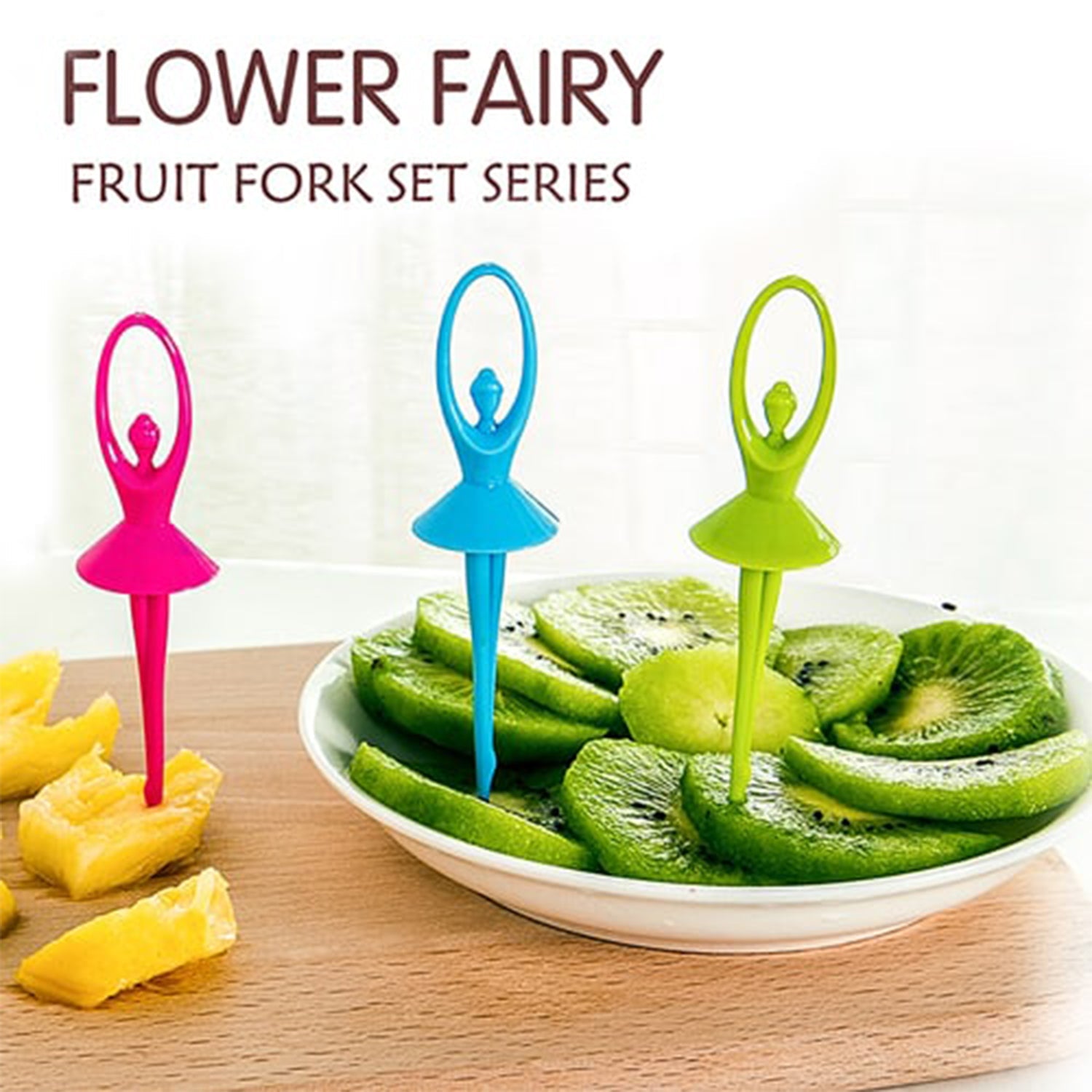 2046 Dancing Doll Fruit Fork Cutlery Set with Stand Set of 6 DeoDap 2046 Dancing Doll Fruit Fork Cutlery Set with Stand Set of 6 DeoDap